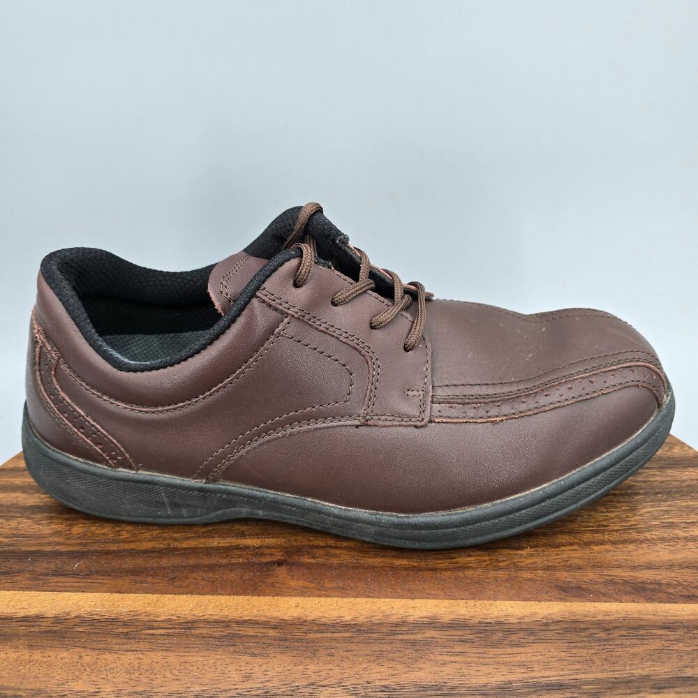 Orthofeet Shoes Mens 9.5 4E Extra Wide Brown Leather Walking Orthopedic Sneakers